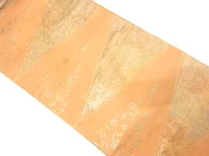 漆箔　花更紗模様織り出し　名古屋帯